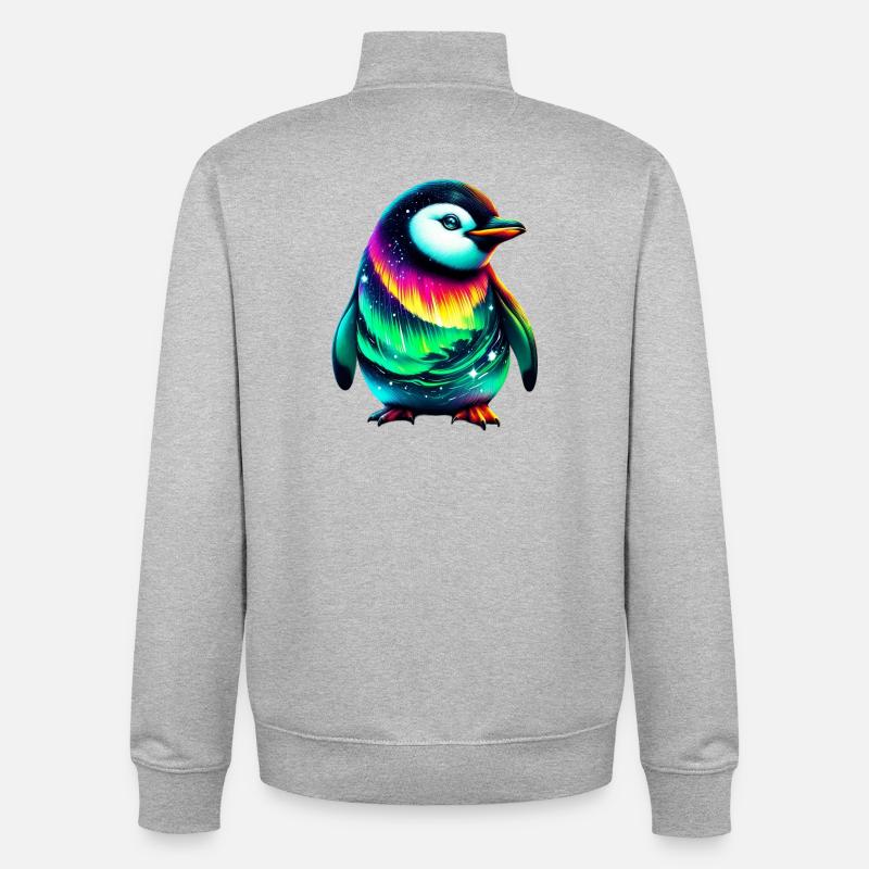Penguin - Unisex Organic Zip Sweatshirt by Stanley/Stella - heather grey