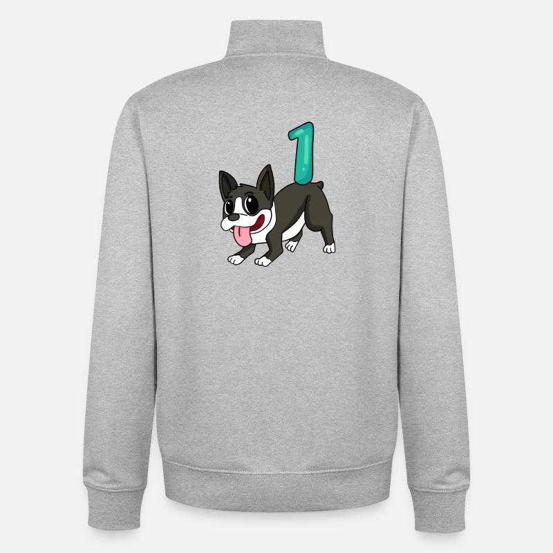 Zahl 1 Nummer Eins - Unisex Organic Zip Sweatshirt von Stanley/Stella - Grau meliert