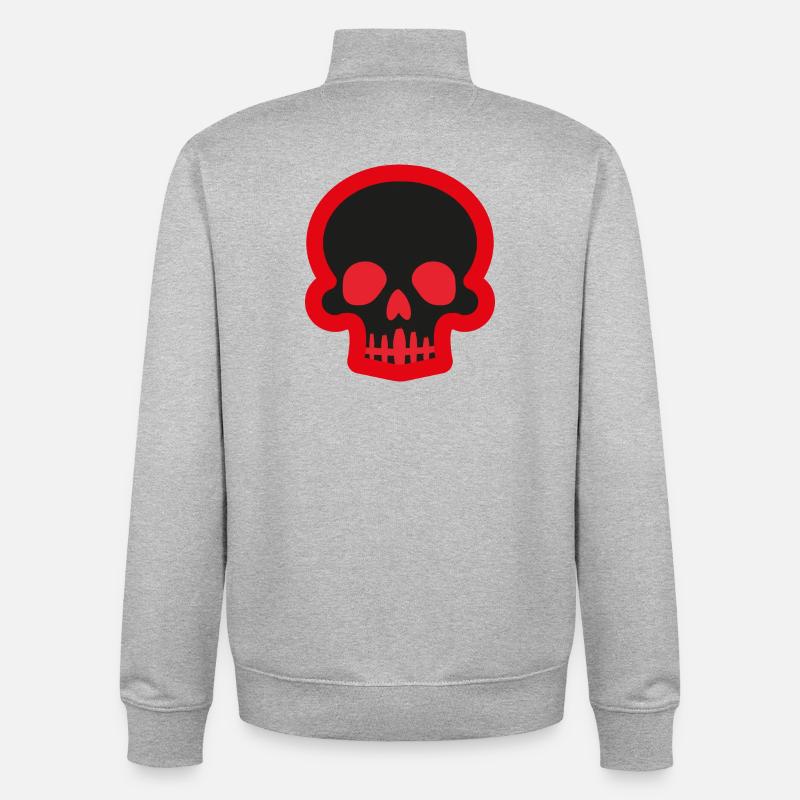 Schwarzer Schädel mit rotem Umriss - Unisex Organic Zip Sweatshirt von Stanley/Stella - Grau meliert