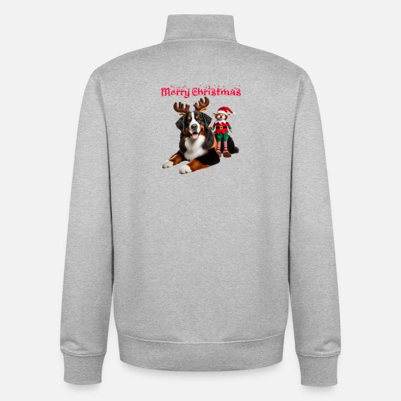 Bouvier Bernois de Noël - Sweat zippé unisexe en coton bio Stanley/Stella - gris chiné