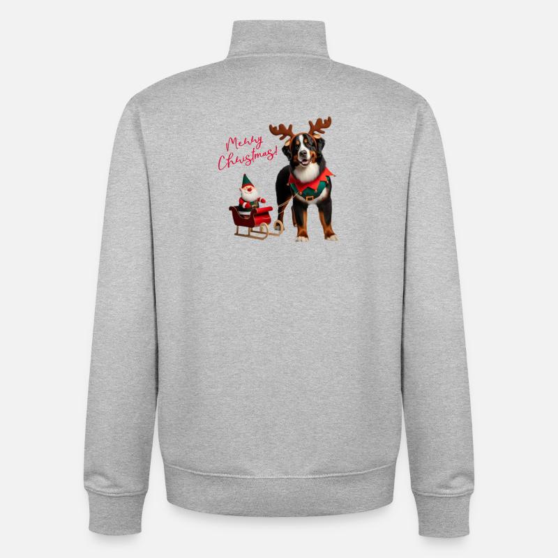 Bouvier Bernois de Noël - Sweat zippé unisexe en coton bio Stanley/Stella - gris chiné