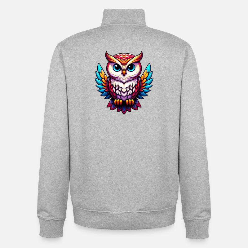 Hibou - Sweat zippé unisexe en coton bio Stanley/Stella - gris chiné