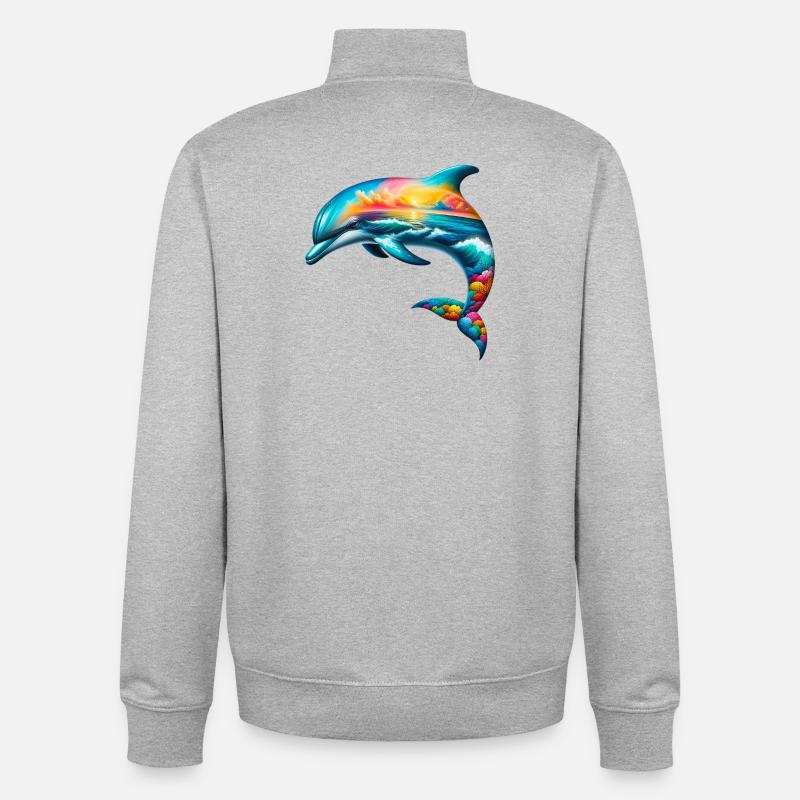 Dauphin - Sweat zippé unisexe en coton bio Stanley/Stella - gris chiné