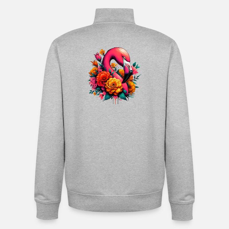 Flamant - Sweat zippé unisexe en coton bio Stanley/Stella - gris chiné