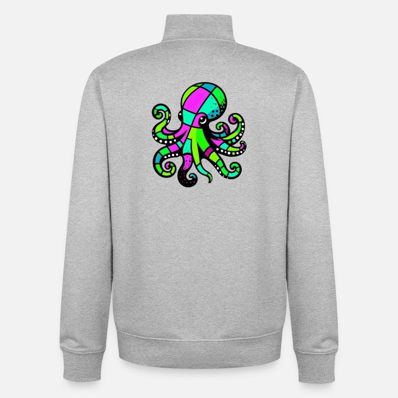 Krake - Unisex Organic Zip Sweatshirt von Stanley/Stella - Grau meliert