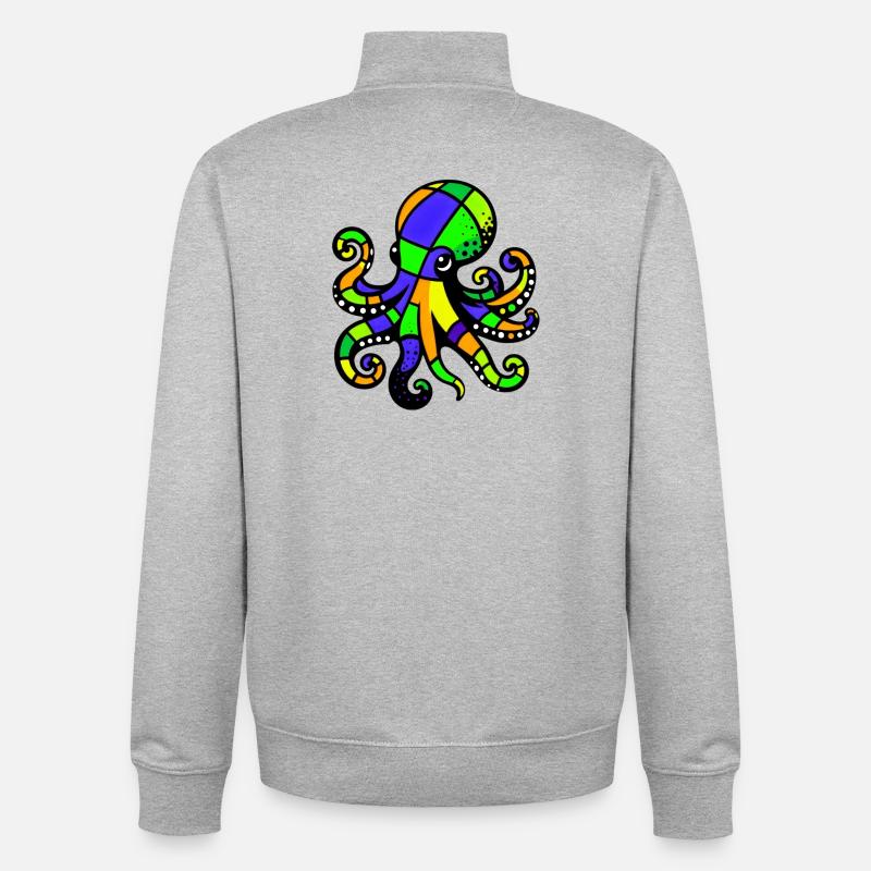 Krake - Unisex Organic Zip Sweatshirt von Stanley/Stella - Grau meliert