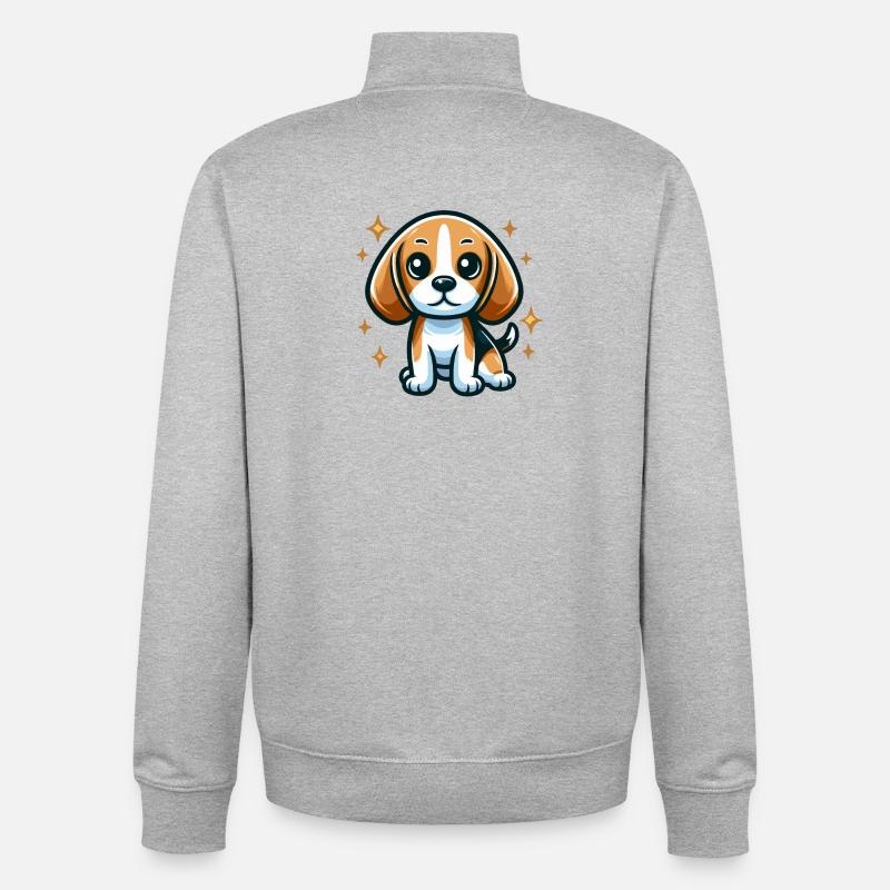 Beagle Chibi Hund - Unisex Organic Zip Sweatshirt von Stanley/Stella - Grau meliert