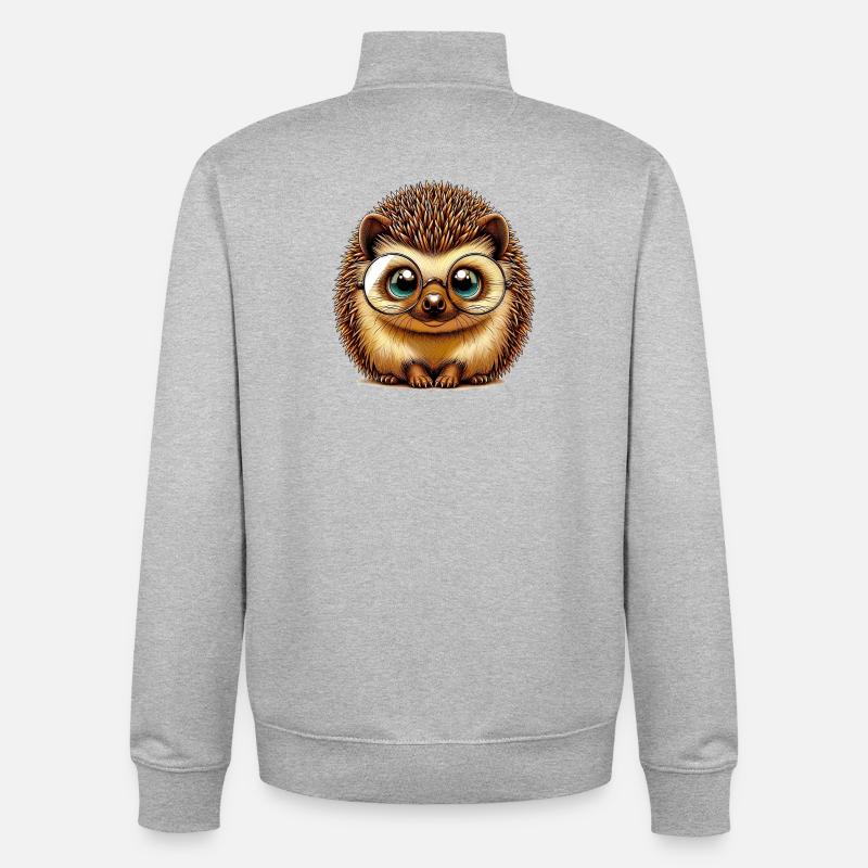 Hérisson - Sweat zippé unisexe en coton bio Stanley/Stella - gris chiné