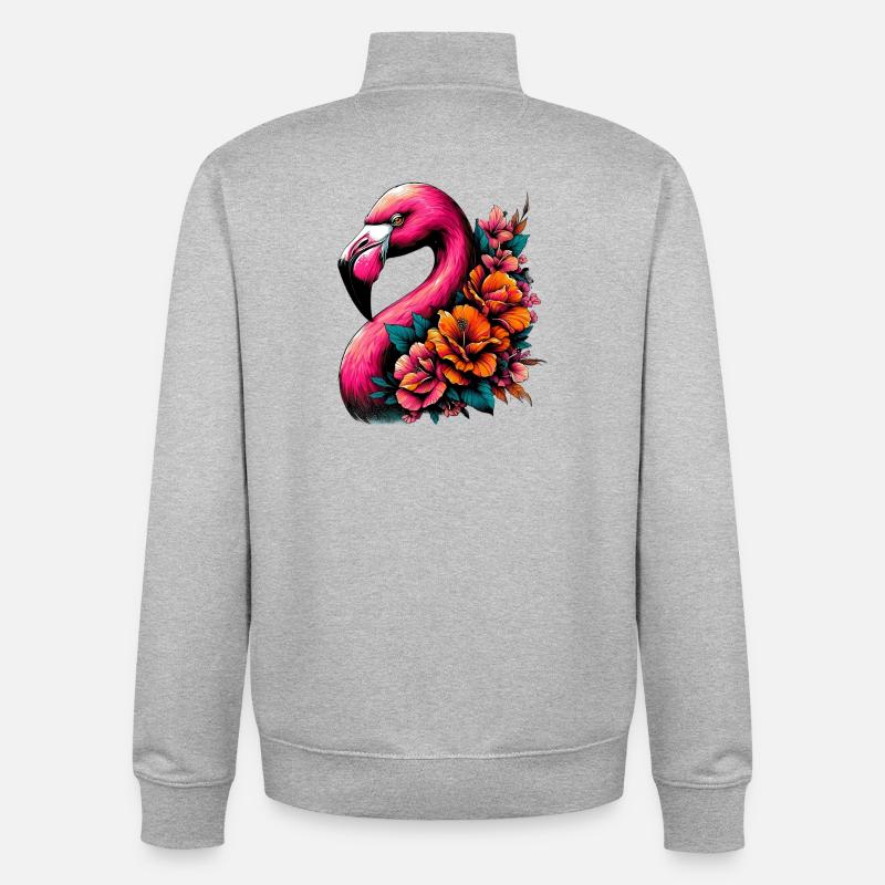 Flamingo - Unisex Organic Zip Sweatshirt von Stanley/Stella - Grau meliert