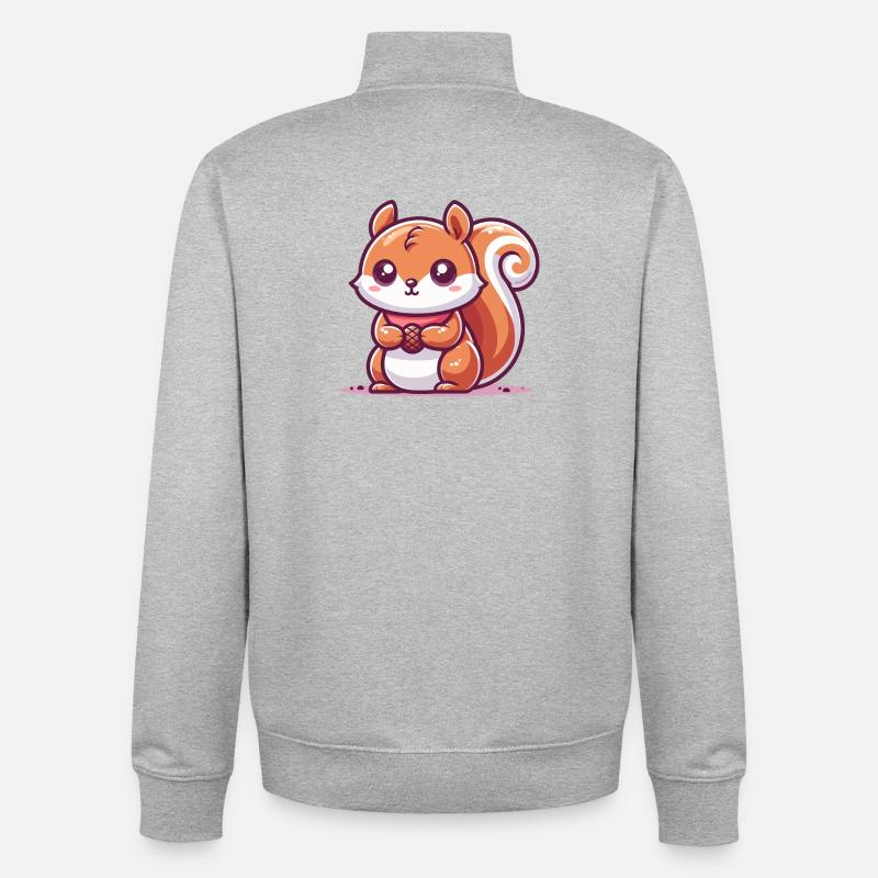 Squirrel with a seed - Unisex Organic Zip Sweatshirt by Stanley/Stella - heather grey