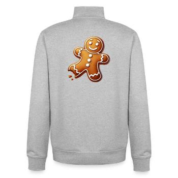 Lebkuchenmann mit Biss – Weihnachtliches Design - Unisex Organic Zip Sweatshirt von Stanley/Stella - Grau meliert - Hinten - AI Model Male 185 light (185cm)