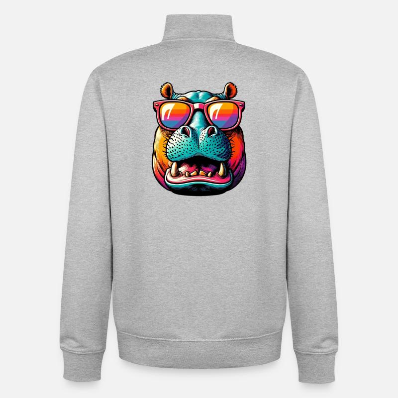 Nilpferd - Unisex Organic Zip Sweatshirt von Stanley/Stella - Grau meliert