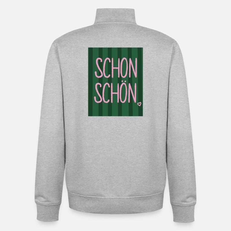 Nice - lettrage rose-vert - Sweat zippé unisexe en coton bio Stanley/Stella - gris chiné