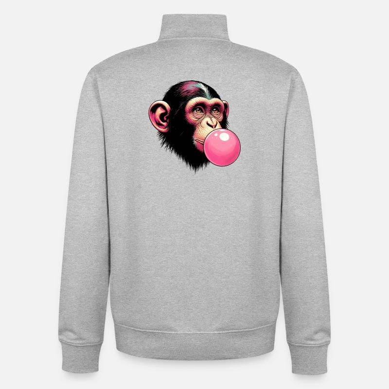 Singe - Sweat zippé unisexe en coton bio Stanley/Stella - gris chiné