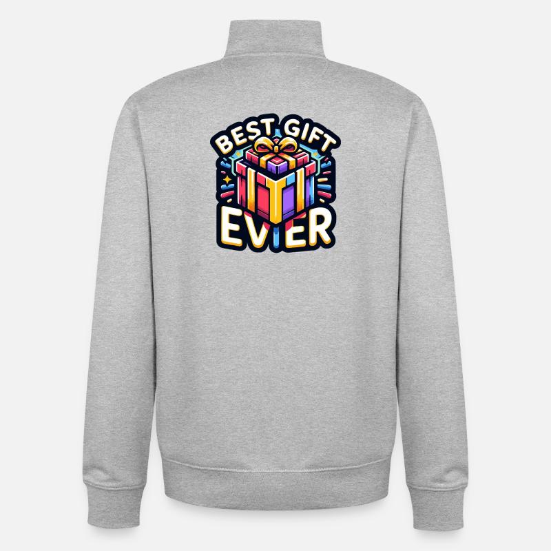 Best Gift Ever - Witzige Geschenkidee - Unisex Organic Zip Sweatshirt von Stanley/Stella - Grau meliert