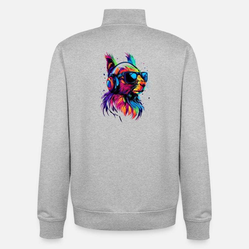 Eichhörnchen Kopfhörer Bunt Popart DJ Eichhörnchen - Unisex Organic Zip Sweatshirt von Stanley/Stella - Grau meliert
