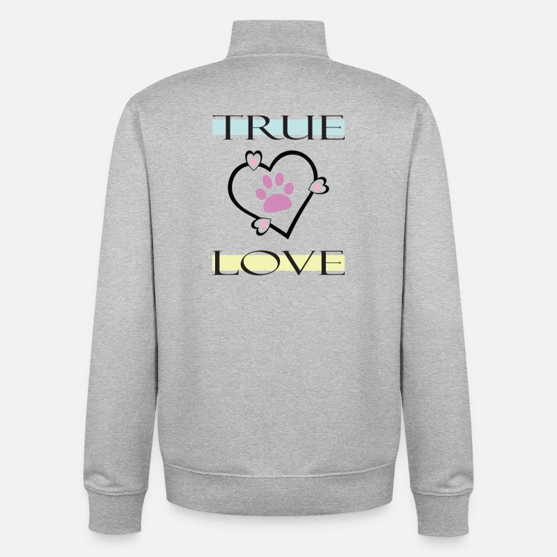Véritable amour Empreinte de patte - Sweat zippé unisexe en coton bio Stanley/Stella - gris chiné
