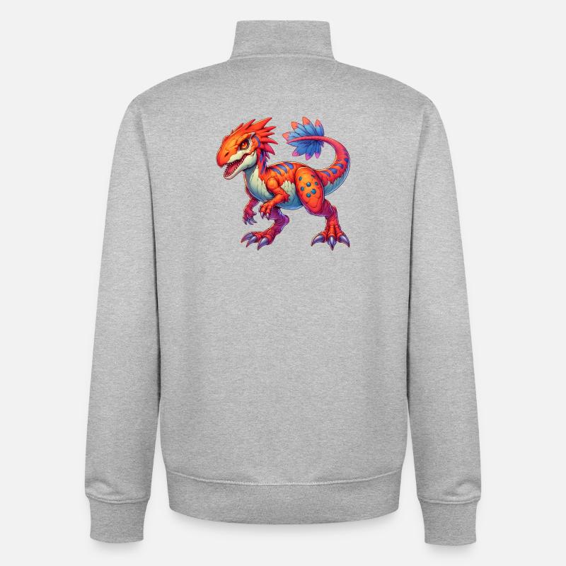 Dinosaur - Unisex Organic Zip Sweatshirt by Stanley/Stella - heather grey