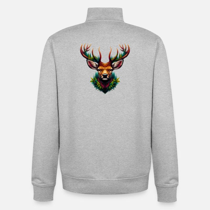 Hirsch - Unisex Organic Zip Sweatshirt von Stanley/Stella - Grau meliert