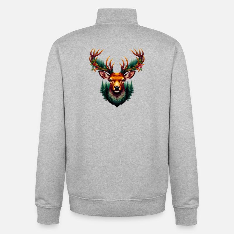 Cerf - Sweat zippé unisexe en coton bio Stanley/Stella - gris chiné