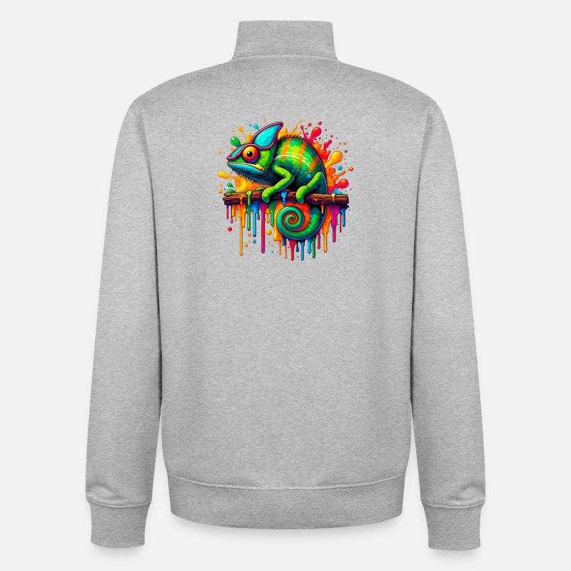 Caméléon - Sweat zippé unisexe en coton bio Stanley/Stella - gris chiné