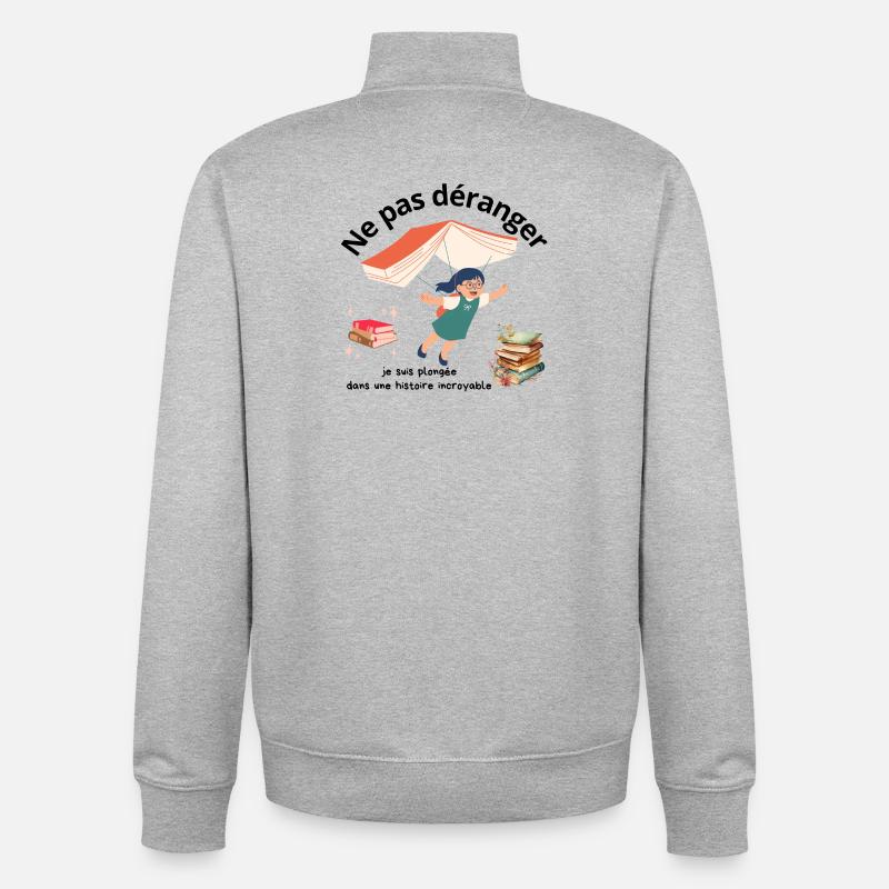 Ne pas déranger lecture - Sweat zippé unisexe en coton bio Stanley/Stella - gris chiné