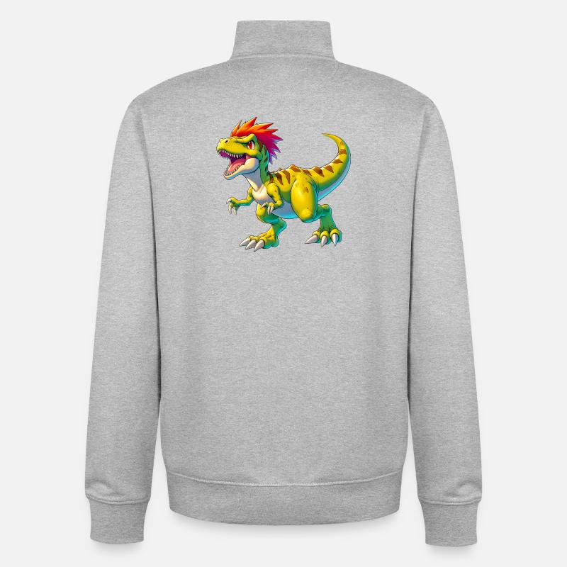 Dinosaurier - Unisex Organic Zip Sweatshirt von Stanley/Stella - Grau meliert