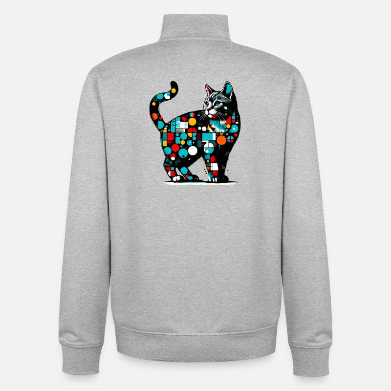 Katze - Unisex Organic Zip Sweatshirt von Stanley/Stella - Grau meliert