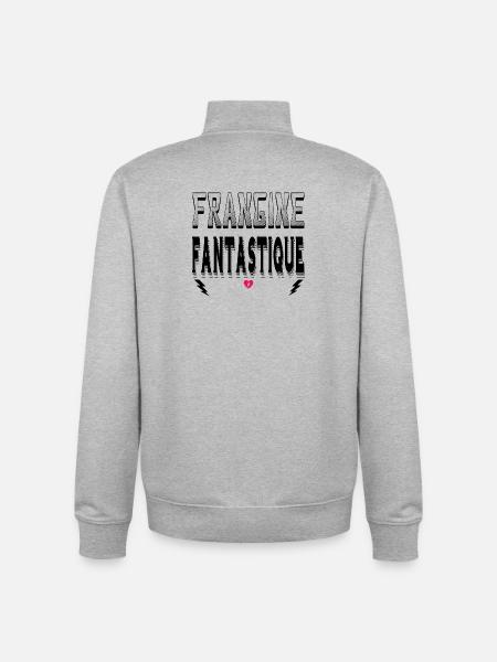 Frangine Fantastique - Sweat zippé unisexe en coton bio Stanley/Stella - gris chiné