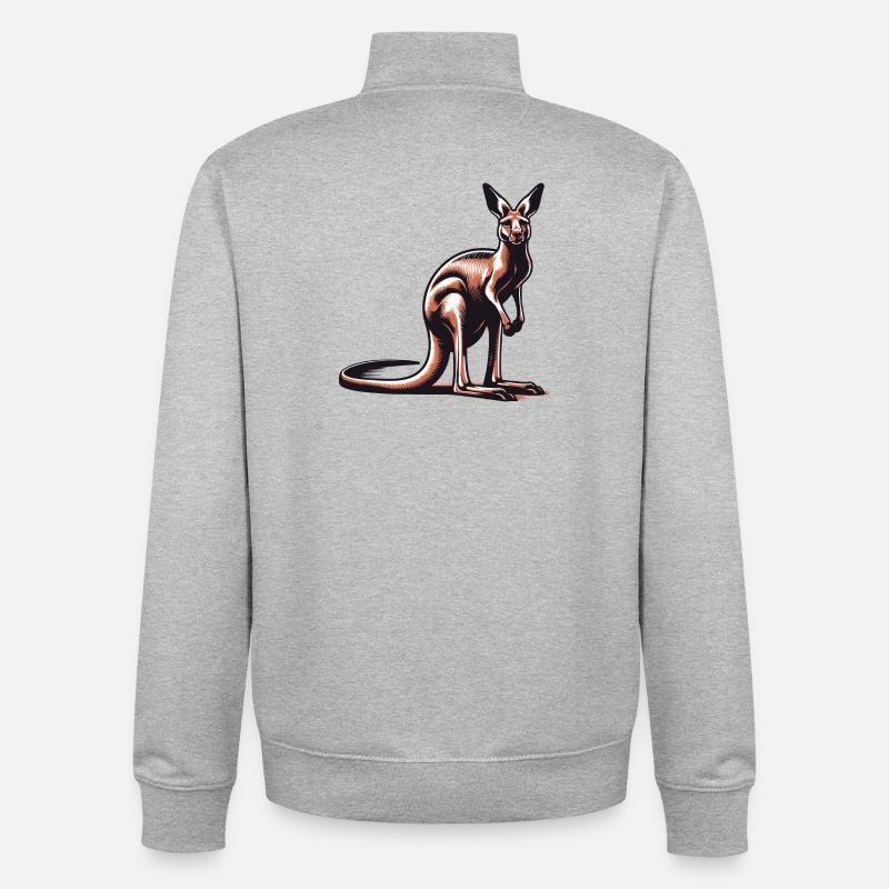 Kangaroo - Unisex Organic Zip Sweatshirt by Stanley/Stella - heather grey