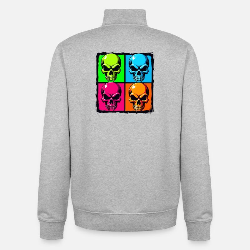 Bunte Totenköpfe - Unisex Organic Zip Sweatshirt von Stanley/Stella - Grau meliert