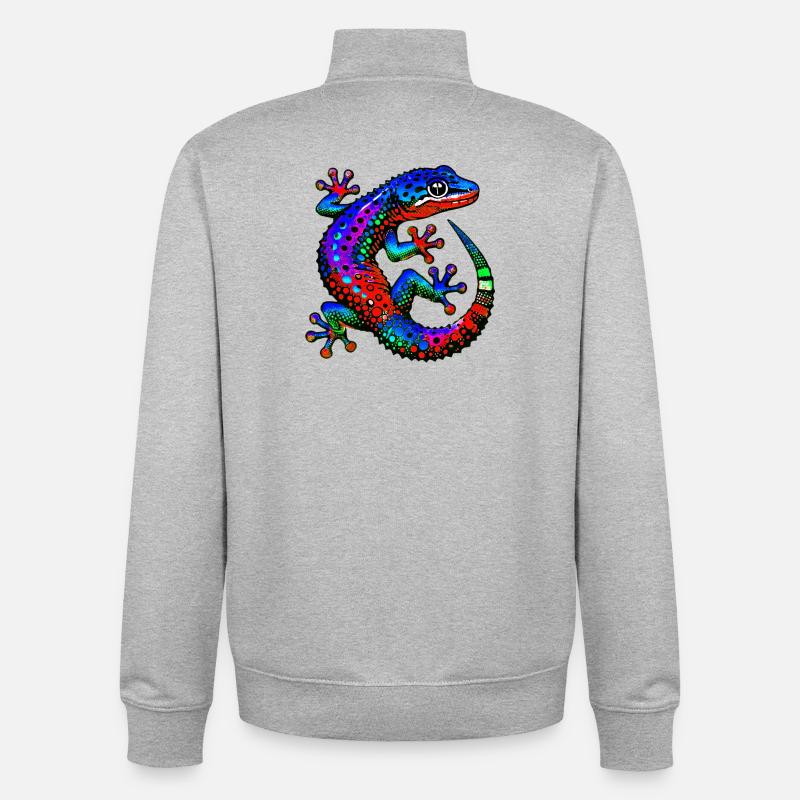 Gecko - Sweat zippé unisexe en coton bio Stanley/Stella - gris chiné