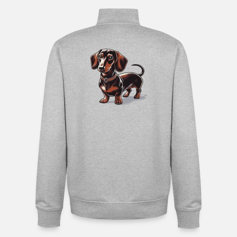 Dachshund - Unisex Organic Zip Sweatshirt by Stanley/Stella - heather grey