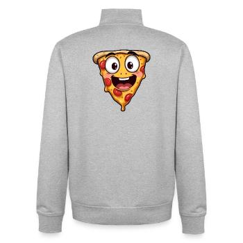 Visage de pizza heureux Art drôle - Sweat zippé unisexe en coton bio Stanley/Stella - gris chiné - Dos - AI Model Male 185 light (185cm)
