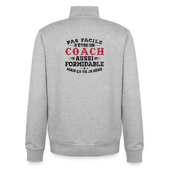 Tolles Geschenk für Amazing Coach - Unisex Organic Zip Sweatshirt von Stanley/Stella - Grau meliert - Hinten - AI Model Male 185 light (185cm)
