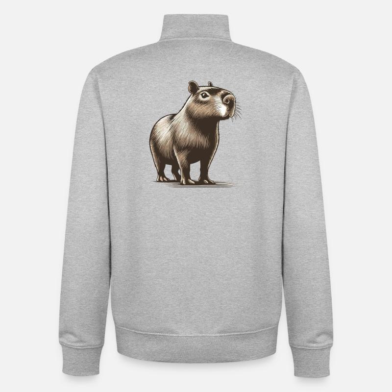 Capybara - Unisex Organic Zip Sweatshirt von Stanley/Stella - Grau meliert