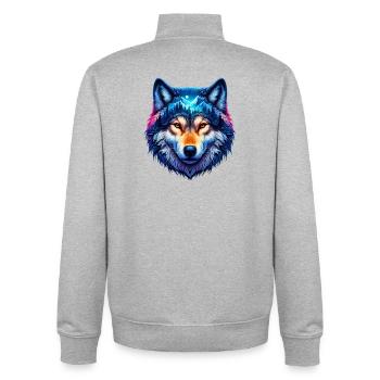 Wolf - Unisex Organic Zip Sweatshirt von Stanley/Stella - Grau meliert - Hinten - AI Model Male 185 light (185cm)