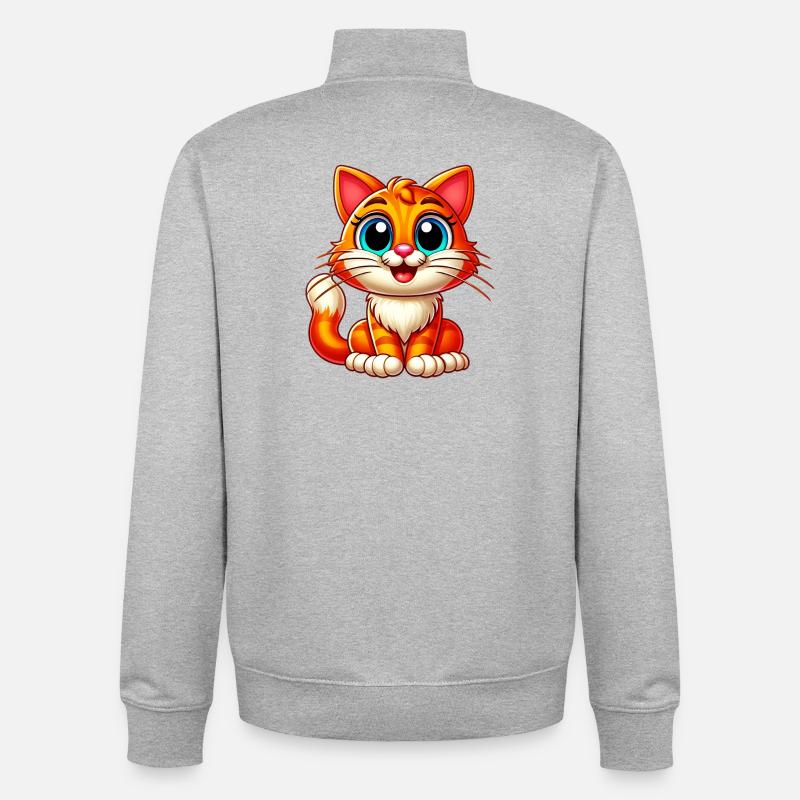 Katze - Unisex Organic Zip Sweatshirt von Stanley/Stella - Grau meliert