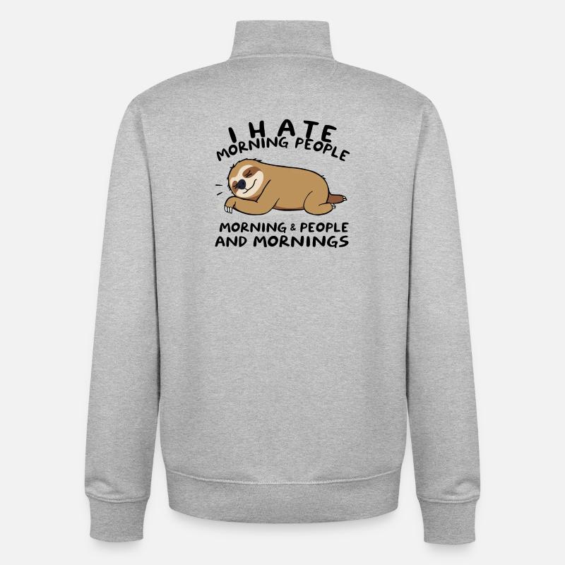 Charming Sloth Dreaming on Leaf - Unisex Organic Zip Sweatshirt by Stanley/Stella - heather grey