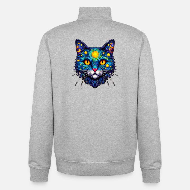 Chat - Sweat zippé unisexe en coton bio Stanley/Stella - gris chiné