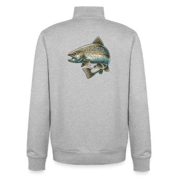 Salmon - Unisex Organic Zip Sweatshirt by Stanley/Stella - heather grey - Back - AI Model Male 185 light (185cm)