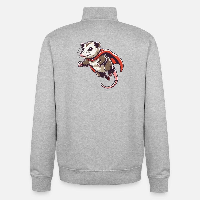 Superpossum - Unisex Organic Zip Sweatshirt by Stanley/Stella - heather grey