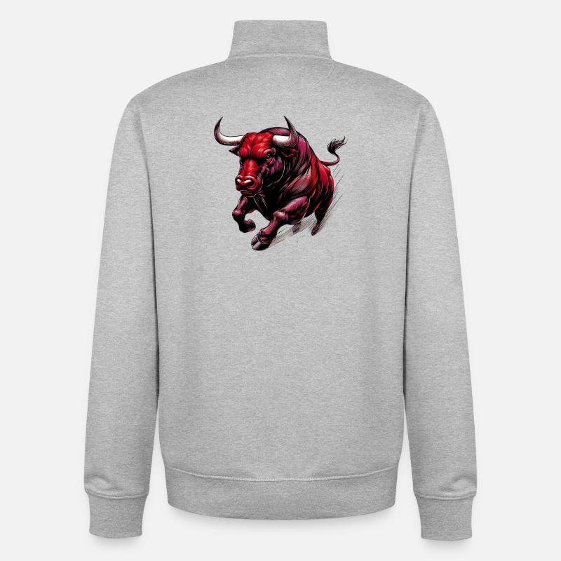Taureau - Sweat zippé unisexe en coton bio Stanley/Stella - gris chiné