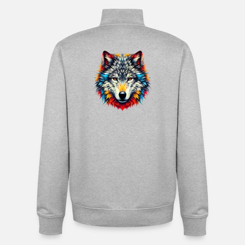 Wolf - Unisex Organic Zip Sweatshirt von Stanley/Stella - Grau meliert