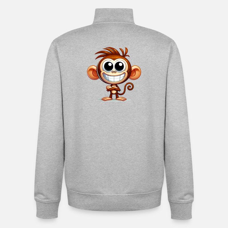 Singe - Sweat zippé unisexe en coton bio Stanley/Stella - gris chiné
