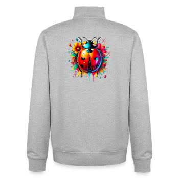 Coccinelle - Sweat zippé unisexe en coton bio Stanley/Stella - gris chiné - Dos - AI Model Male 185 light (185cm)
