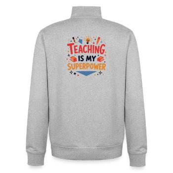 Teaching is My Superpower - Unisex Organic Zip Sweatshirt by Stanley/Stella - heather grey - Back - AI Model Male 185 light (185cm)