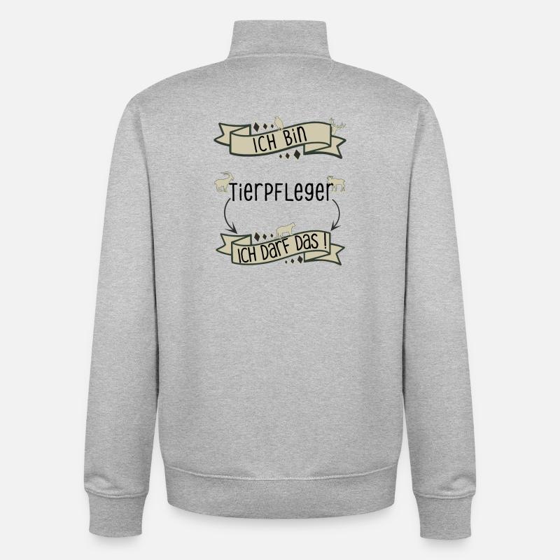 Lustiger Tierpfleger Spruch - ich darf das! - Unisex Organic Zip Sweatshirt von Stanley/Stella - Grau meliert