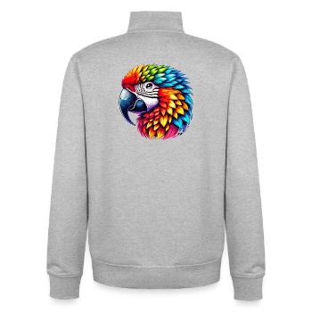 Papagei - Unisex Organic Zip Sweatshirt von Stanley/Stella - Grau meliert - Hinten - AI Model Male 185 light (185cm)