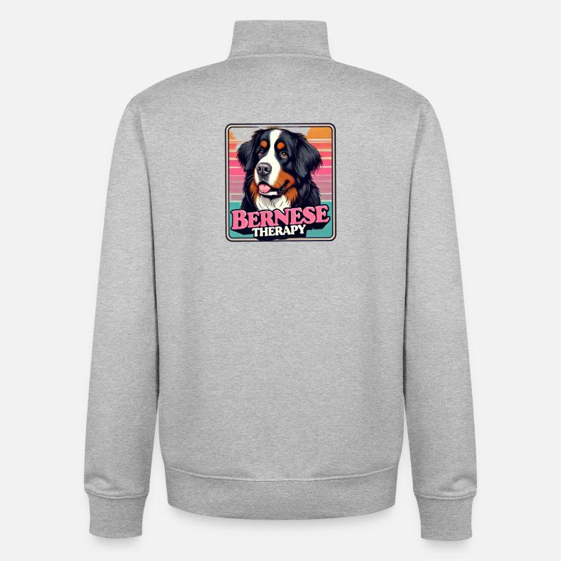 Bouvier bernois - Sweat zippé unisexe en coton bio Stanley/Stella - gris chiné